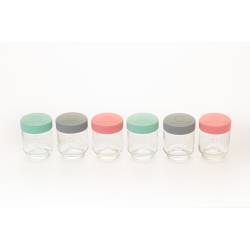 Set van 6 bokalen uit glas voor babyvoeding met silicone deksel 190ml 