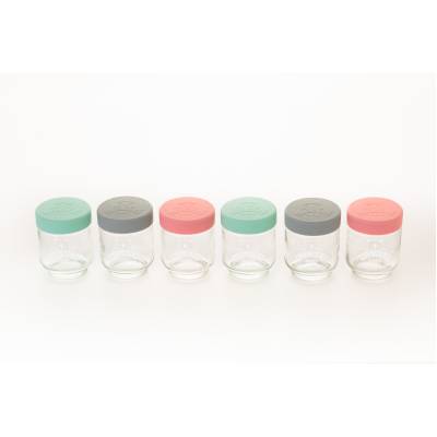 Set van 6 bokalen uit glas voor babyvoeding met silicone deksel 190ml  Kilner
