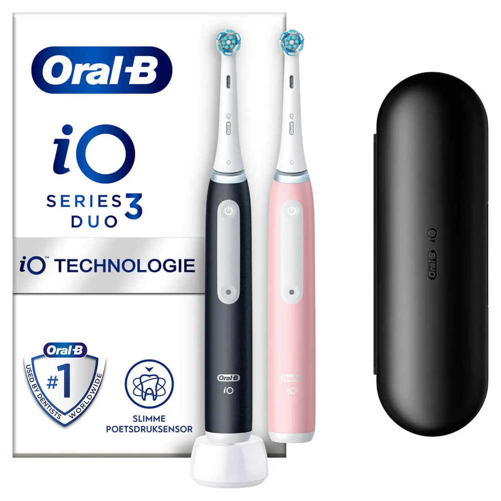 Oral-B Elektrische tandenborstel iO 3 Zwart En Roze Elektrische Tandenborstel