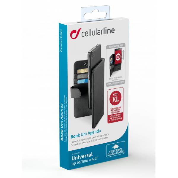 Cellularline Smartphonehoesje Book universeel agenda smartphone XL zwart Cellularline Smartphonehoesje Book universeel agenda smartphone XL zwart