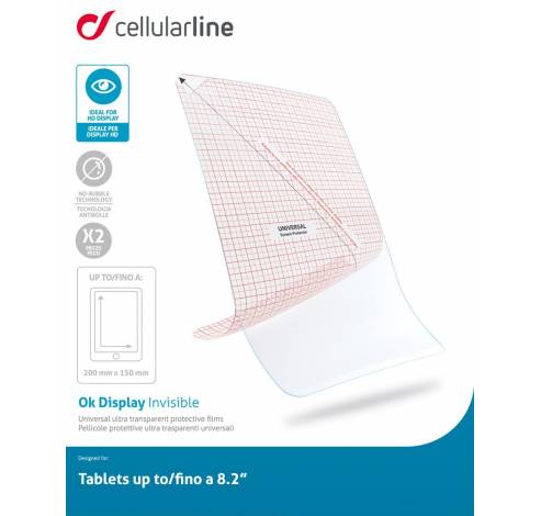 Screen protector universeel tablet 8.2" transparant  Cellularline