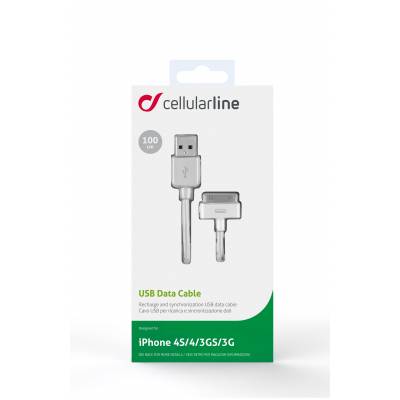 Data kabel Apple 30 pin wit Cellularline