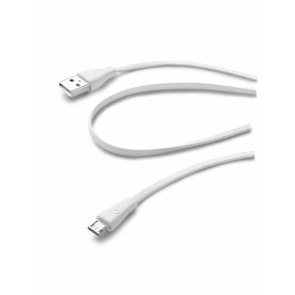 Cellularline USB-kabel Data kabel micro-usb flat wit Cellularline USB-kabel Data kabel micro-usb flat wit
