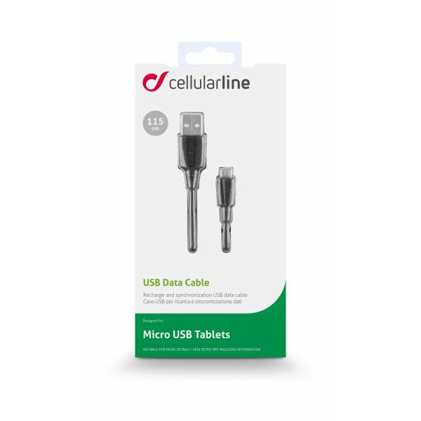 Cellularline USB-kabel Data kabel micro-usb tablet zwart Cellularline USB-kabel Data kabel micro-usb tablet zwart