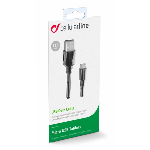 Cellularline USB-kabel Data kabel micro-usb tablet zwart Cellularline USB-kabel Data kabel micro-usb tablet zwart