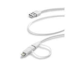 Data kabel dual micro-usb + lightning connector (1m) wit Cellularline