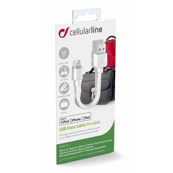 Cellularline Data kabel travel Apple lightning (15cm) wit