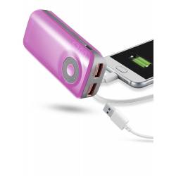 Cellularline Draagbare lader dual usb free power 5200mAh roze 