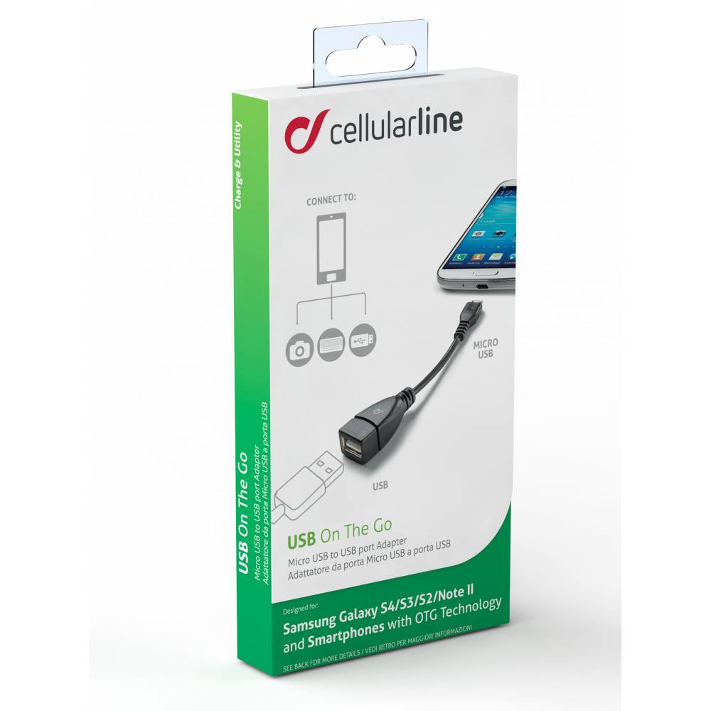 Cellularline USB-kabel Adapter usb OTG zwart