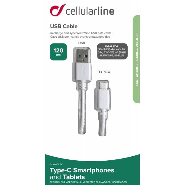 Cellularline Usb kabel usb-a naar usb-c 12m wit