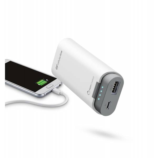 Cellularline Powerbank Draagbare lader free power dual 5200mAh wit