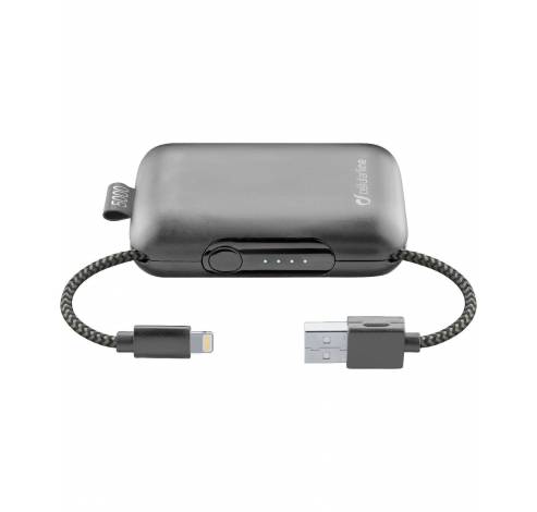 Draagbare lader freepower cable 5000mAh lightning zwart  Cellularline