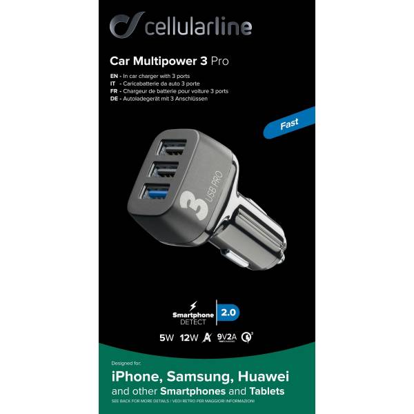 Cellularline Autolader multipower 3 pro Zwart