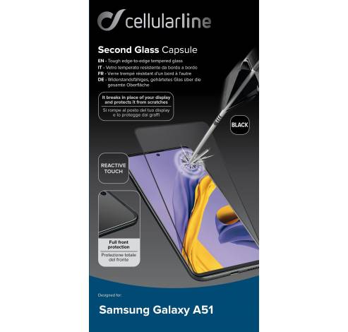 Samsung Galaxy A51 SP gehard glas capsule zwart  Cellularline