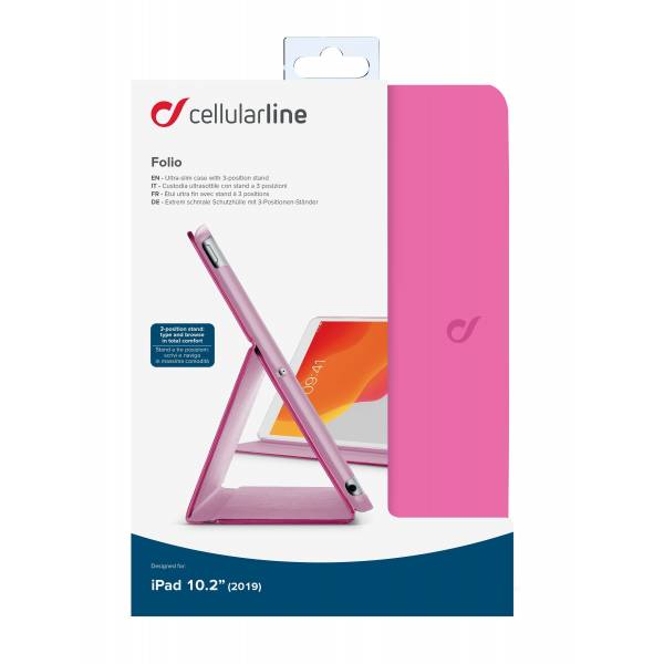 Cellularline iPad 10.2" (2019) / 10.2" (2020)/ 10.2" (2021) hoesje slim stand roze