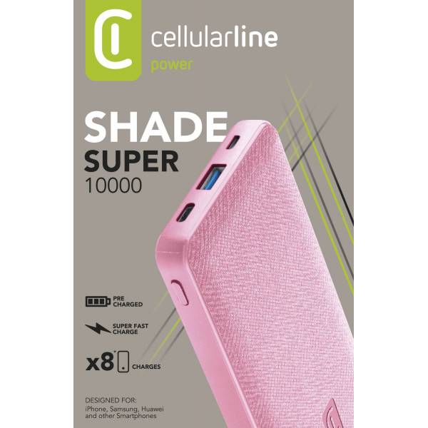 Cellularline Draagbare lader shade 10000mAh PD roze