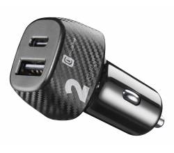 Autolader multipower 2 fast+ 32W usb-c naar usb-a zwart Cellularline