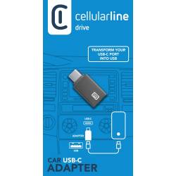 Cellularline Adapter auto usb-a naar usb-c zwart 