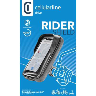 Rider Shield moto/fiets/stephouder op stuur waterdicht zwart  Cellularline