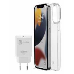 Cellularline iPhone 13 Mini starter kit chargeur usb-c 20W + housse transparent 