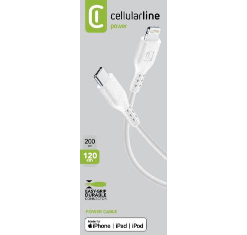 Usb-C To Lightning 120Cm Kabel Tablet Wit  Cellularline