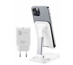 Reislader kit lader + iPhone stand wit Cellularline
