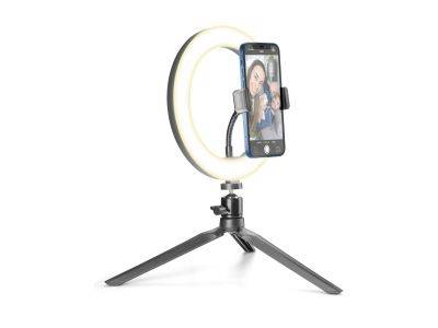 Selfie ring vlogging tafelstatief tripod LED-lamp zwart