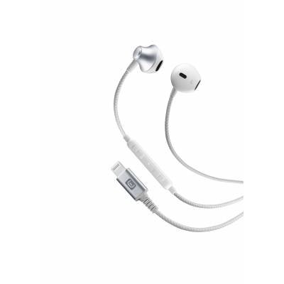 In-ear câblé STUNT casque in-ear avec microphone MFI blanc Cellularline