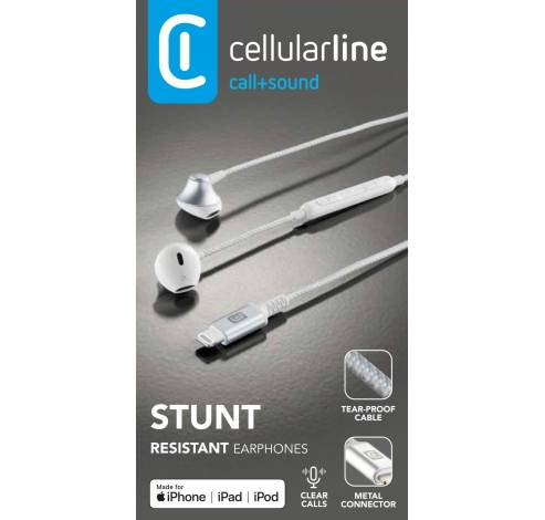 In-ear bekabeld STUNT in-ear met microfoon MFI wit  Cellularline