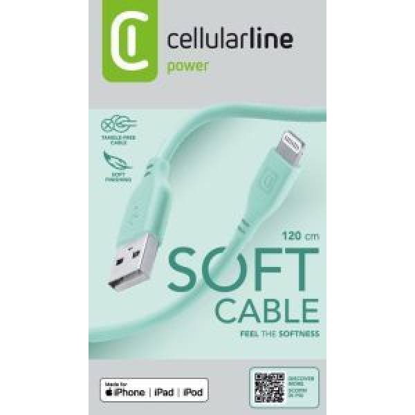 Soft kabel USB-A naar Lightning 12m groen 