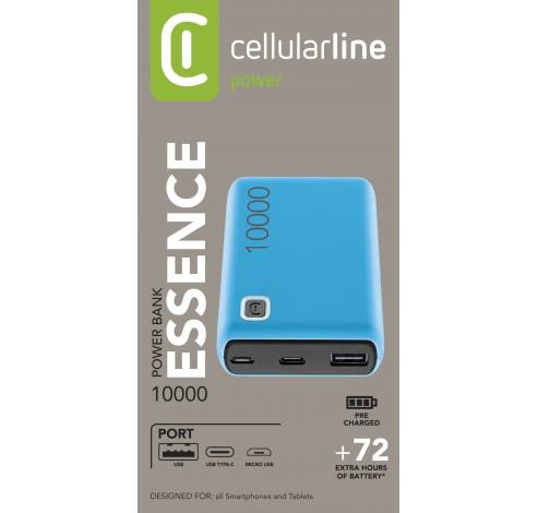 Draagbare lader tablet 10000mAh Essence Blauw  Cellularline