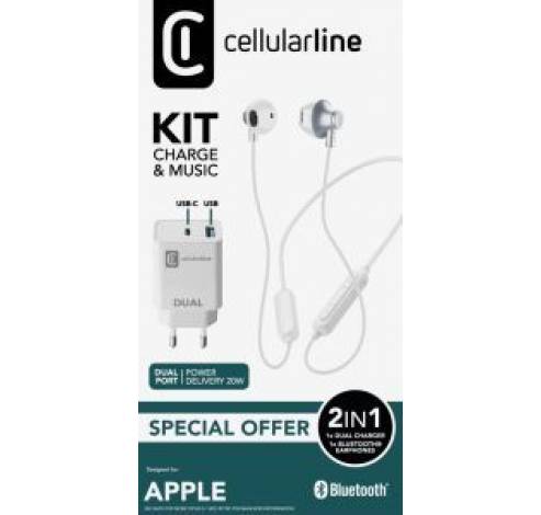 iPhone kit lader 20W + BT headset wit  Cellularline