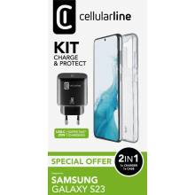 Samsung Galaxy S23 Starter kit lader 25W USB-C + hoesje transparant 