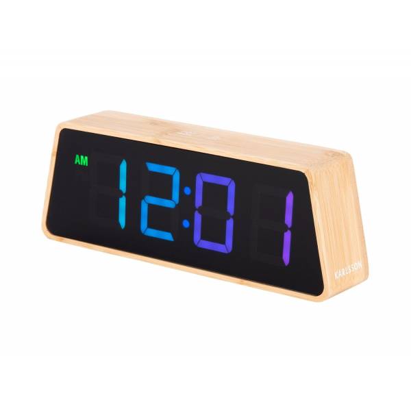 Changing Colour Alarmklok LED Bamboo 