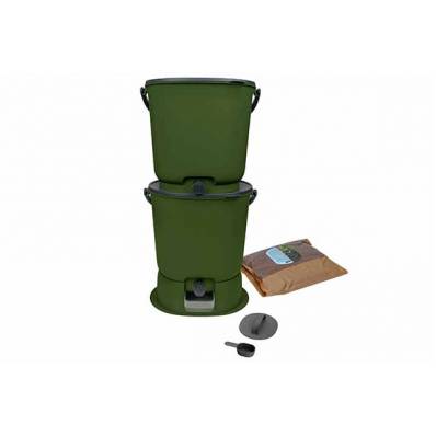 Bokashi Essential Set 2x 15,3l Olive Avec Socle - Incl. 1kg Bran 