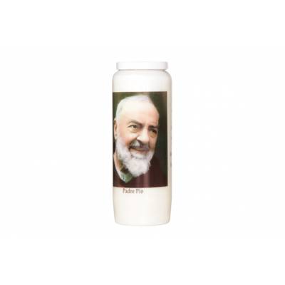 Bougie 9 Jours Blanc Padre Pio  6.8x20cm Fr-avec Priere 