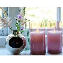 Kaars Ivy glass 2 set diam 7.5cm H15cm roze 