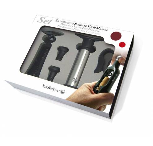 Set kurketrekker + vacuümpomp + foliesnijder in geschenkdoos  Vin Bouquet 