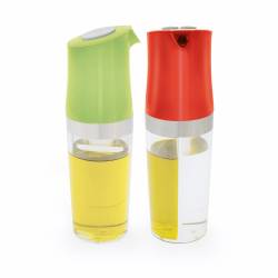 Dotz 2-in-1 olie- en azijnfles groen of rood 180ml 