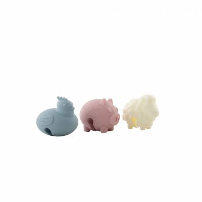 Set van 3 stoomaflaters uit silicone kip, varken en schaap 3.8x2.5x3.2cm  Dotz