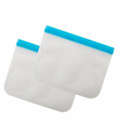Set van 2 herbruikbare ziplock zakken Peva blauw 1.3L 