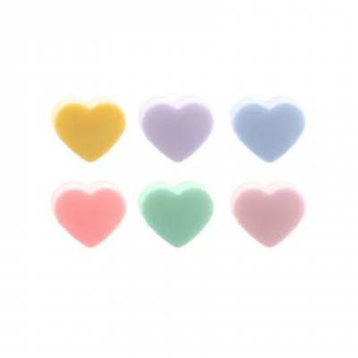 Set van 6 glasmarkers uit silicone multicolor hart  Dotz