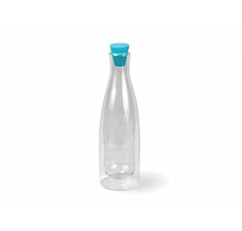 Drop dubbelwandige fles uit borosilicaatglas met silicone dop blauw 1L  Cookut