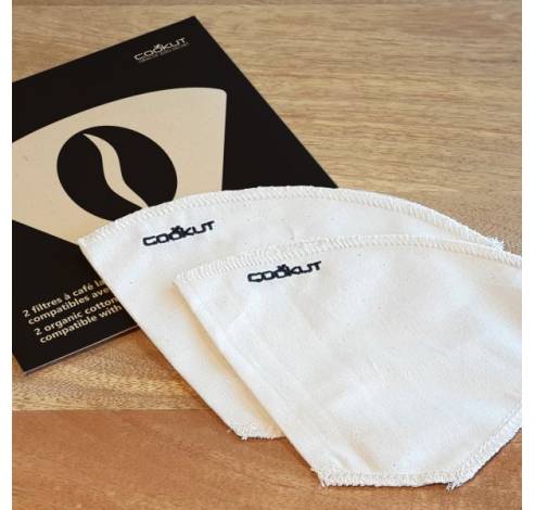 Cofi set de 2 filtres à café réutilisables en coton blanc  Cookut