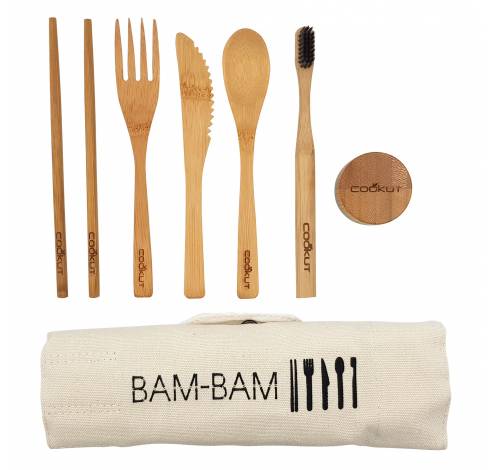 Bam Bam 8-delige eetset met bestek en tandenborstel uit bamboe   Cookut
