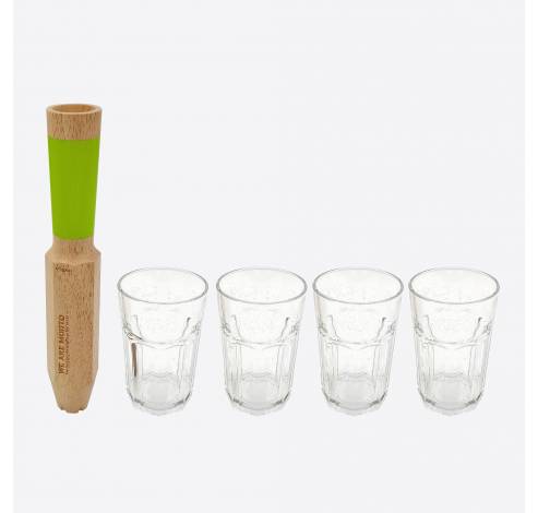 Morry cocktail stamper mojito 4 in 1 met 4 glazen in cadeauverpakking  Cookut