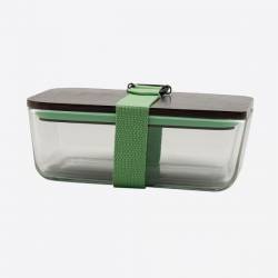 Cookut lunchbox uit glas, bamboe deksel en riem groen 20x12x8cm 