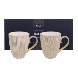 Tokyo Design Studio Ltd Edition Nippon Gold Mug Set 2pcs 8.5x10.2cm 380ml Wave & Lines 