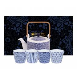 Tokyo Design Studio Nippon Blue Teaset 0.8l Dot + 4 cups 180ml 