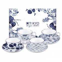 Tokyo Design Studio Flora Japonica Cup&Saucer Set/4, 250ml, giftbox /12 